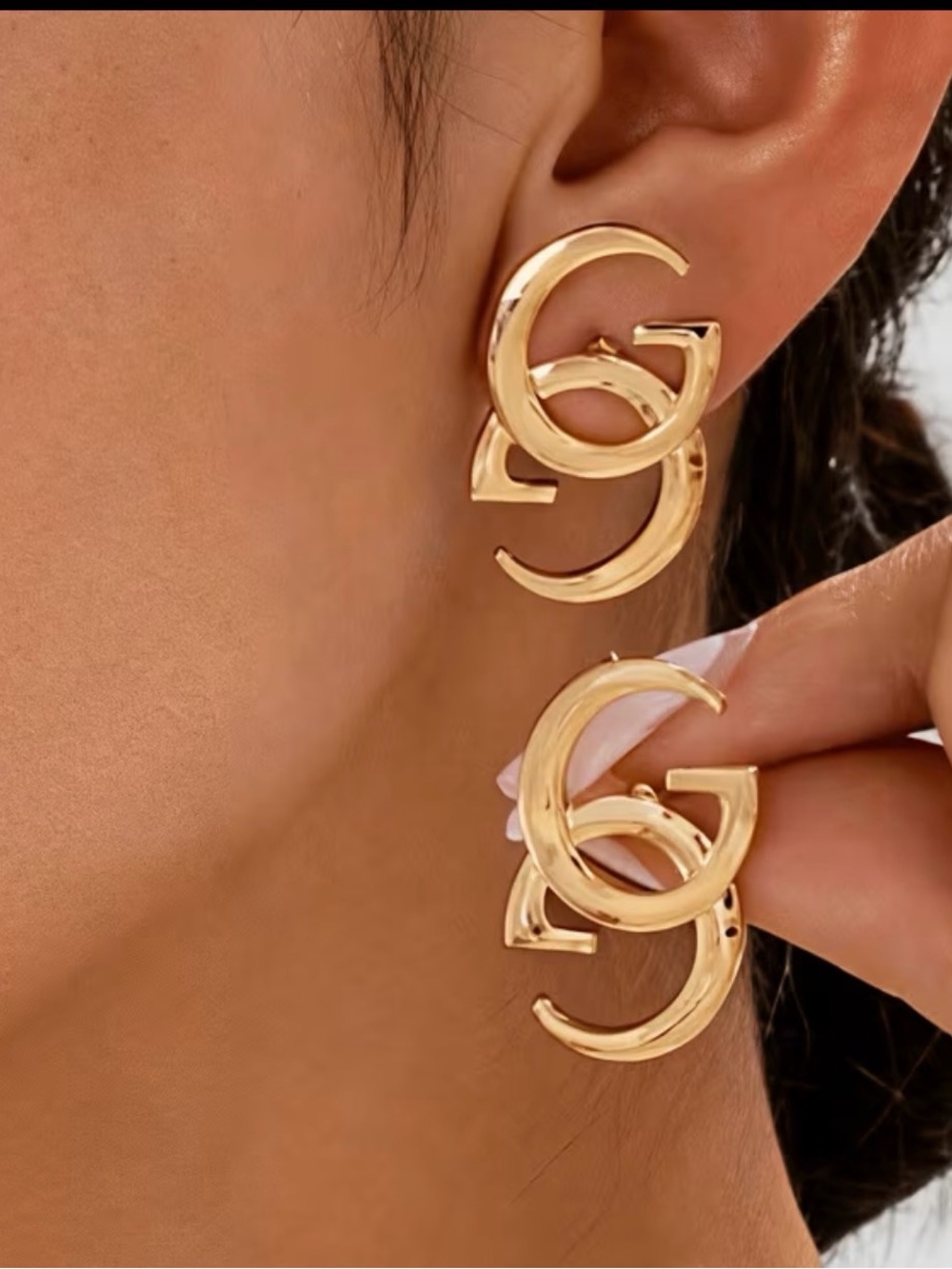 Polished Gold Interlocking Hoop Earrings for Women